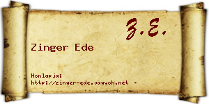Zinger Ede névjegykártya